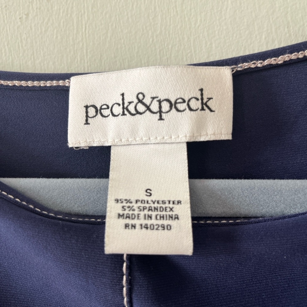 Peck &Peck Navy Top with Contrast Stitching - Picture 2 of 5